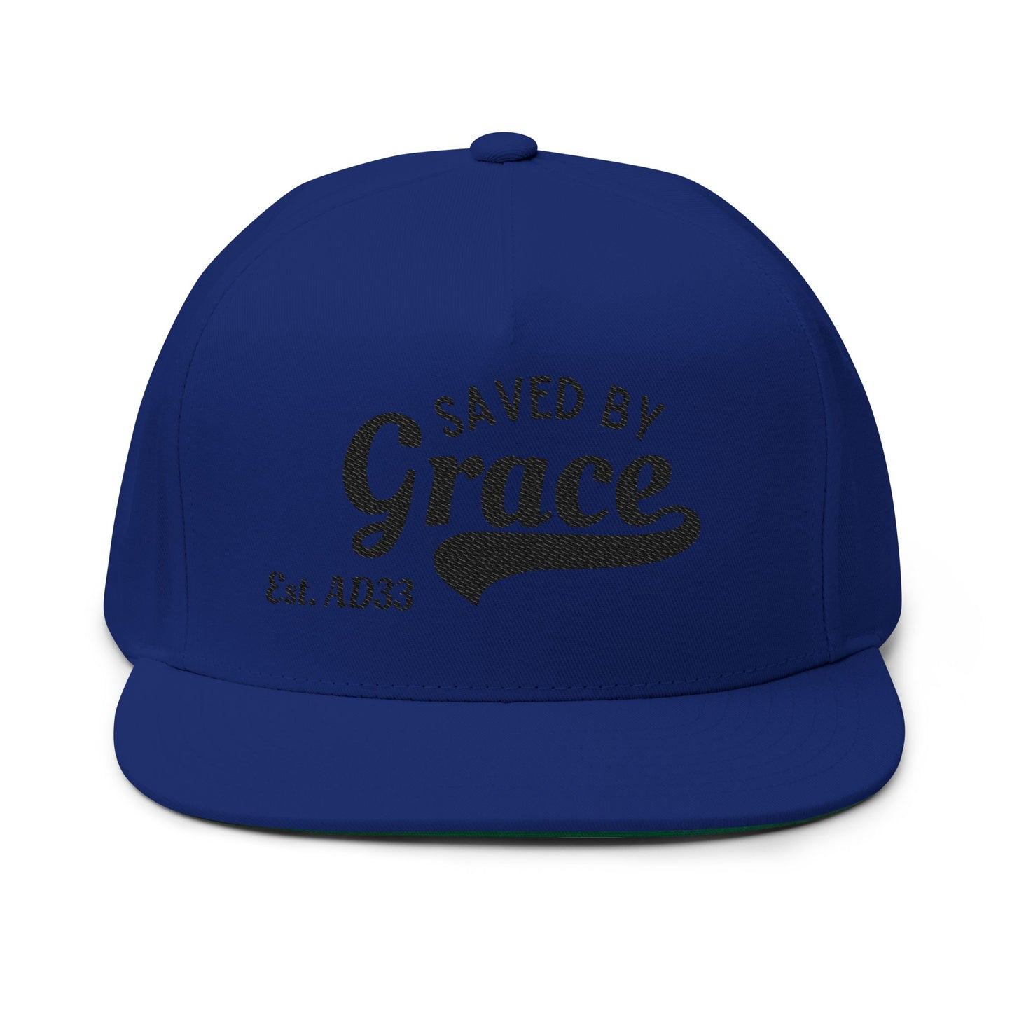 Embroidered Flat Bill Cap - Saved by Grace
