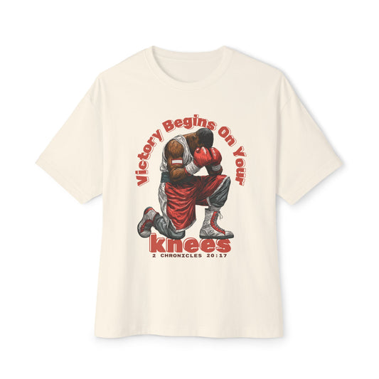 Boxy Oversized Tee | Victory Begins on Your Knees